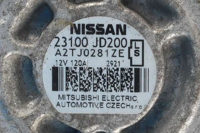 Dynamo til Nissan Qashqai 2010-2014 (Type I, Fase 2) (MITSUBISHI|A2TJ0281ZE|23100-JD200. 12 VOLT - 120 AMP|)