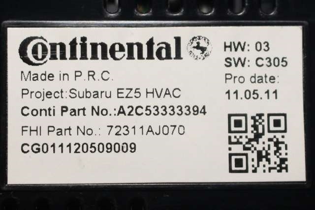 Varmeapparat betjening til Subaru Outback 2009-2014 (Type IV) (SUBARU|72311-AJ070|)