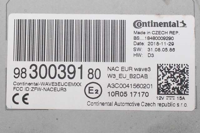 Bilstereo navigasjon til Opel Combo E 2019-->>  (PSA|98 300391 80|)