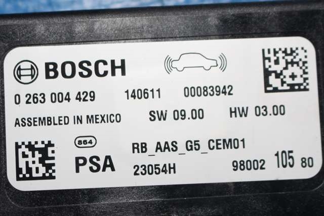 Styreenhet parkering til Peugeot 308 2013-2021 (Type II)  (BOSCH|0 263 004 429|98 002105 80|)
