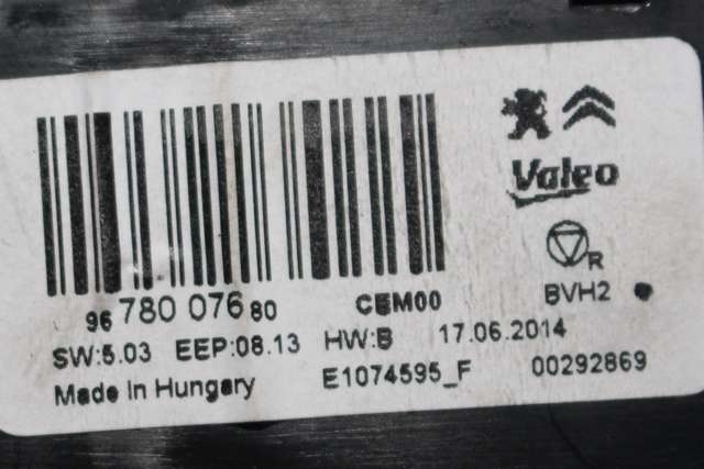 Styreenhet klima/aircondition til Peugeot 308 2013-2021 (Type II)  (PEUGEOT|96 780076 80|)