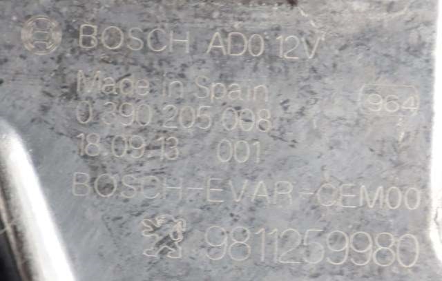 Viskermotor bakrute til Peugeot 3008 2016-->> (Type II)  (BOSCH|0 390 205 008|98 112599 80|)
