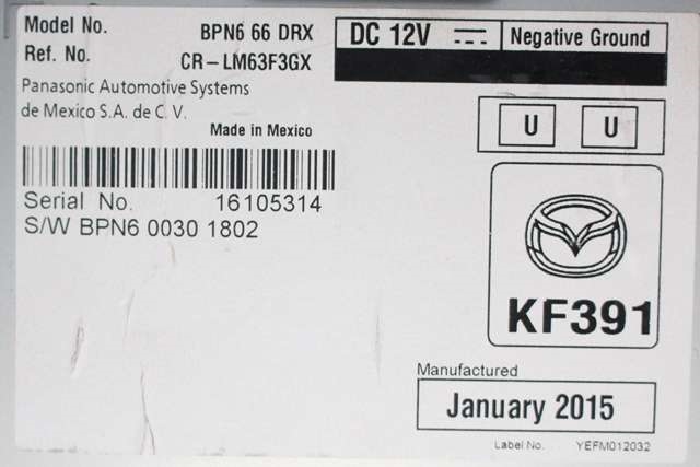 Bilstereo diverse til Mazda 3 2013-2016 (Type III, Fase 1)  (MAZDA|BPN6-66-DRX|)