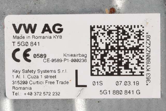 Airbag kne til VW e-Golf 2017-2020 (Fase 2)  (VAG|5G1 880 841 G|)
