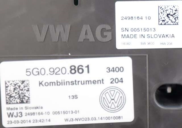 Instrumentpanel til VW Golf VII 2012-2017 (Fase 1)  (VAG|5G0 920 861|)