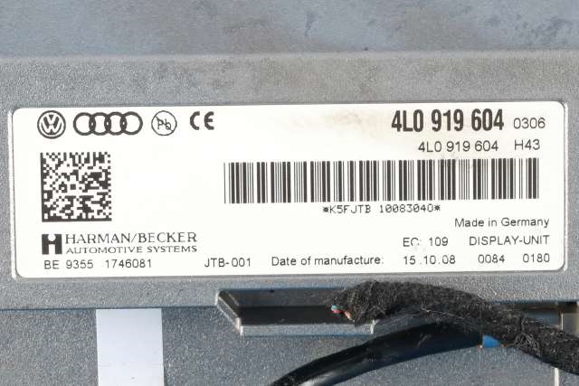 Bilstereo navigasjon skjerm til Audi A6, Allroad 2008-2011 (Type II, Fase 2) (C6) (C6) (VAG|4L0 919 604|)