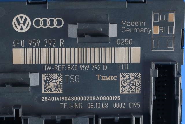 Styreenhet dør høyre foran til Audi A6, Allroad 2008-2011 (Type II, Fase 2) (C6) (C6) (VAG|4F0 959 792 R|)