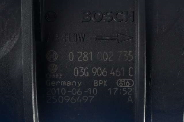 Luftmengde/luftmassemåler til Audi A4, Allroad 2009-2016 (Type I) (B8) (B8) (BOSCH|0 281 002 735|03G 906 461 C|)
