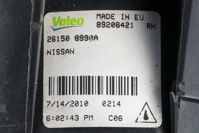 Tåkelykt høyre foran til Nissan Qashqai 2010-2014 (Type I, Fase 2)  (NISSAN|26150-8990A|)