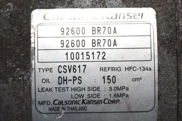 Aircondition kompressor til Nissan Qashqai 2010-2014 (Type I, Fase 2) (CALSONIC|10015172|92600-BR70A|)