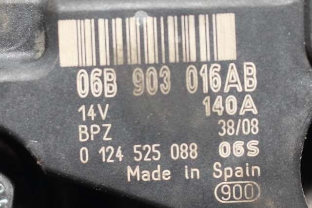 Dynamo til Audi A3 2009-2012 (Type II, Fase 2)  (BOSCH|0 124 525 088|06B 903 016 AB. 14 VOLT - 140 AMP|)
