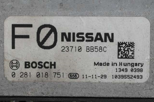 Styreenhet motor til Nissan Qashqai 2010-2014 (Type I, Fase 2) (BOSCH|0 281 018 751|23710-BB58C|)