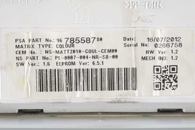 Instrumentpanel til Peugeot 208 2012-2019 (Type I) (PEUGEOT|96 751827 80|)