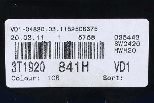 Instrumentpanel til Škoda Superb 2008-2015 (Type II) (VAG|3T1 920 841 H|)