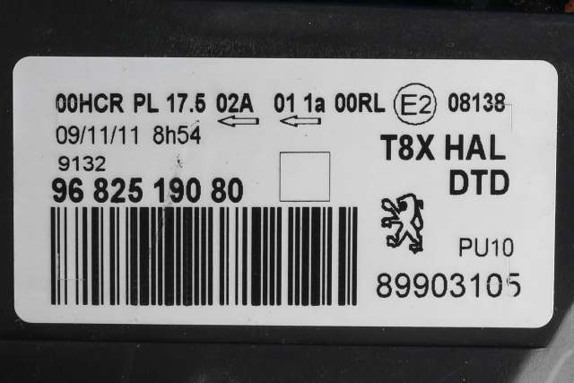 Frontlykt høyre halogen til Peugeot 3008 2009-2016 (Type I) (PEUGEOT|96 825190 80|)
