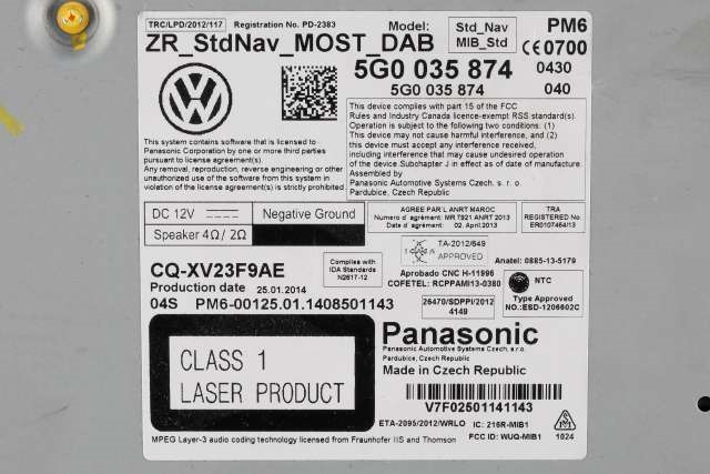Bilstereo til VW Golf VII 2012-2017 (Fase 1) (VAG|5G0 035 874|)