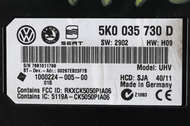Styreenhet bluetooth til VW Golf VI 2008-2012  (VAG|5K0 035 730 D|)