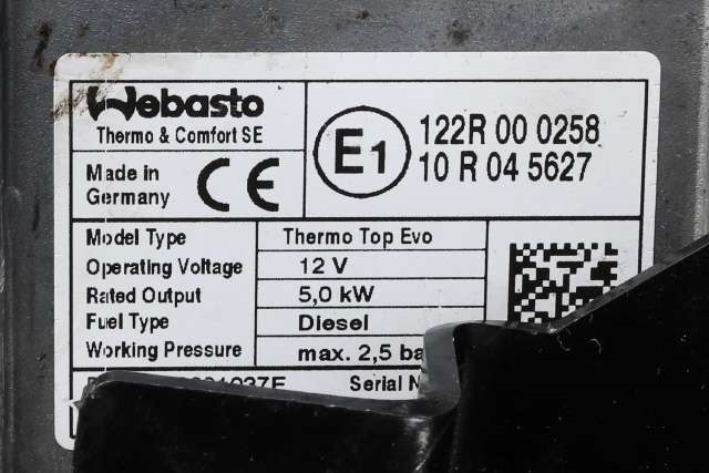 Dieselvarmer til Mazda 6 2015-2018 (Type III, Fase 2) (WEBASTO|THERMO TOP EVO|122R-00-0258|)