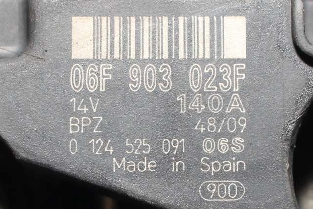 Dynamo diesel til Škoda Octavia 2009-2013 (Type II, Fase 2)  (BOSCH|0 124 525 091|06F 903 023 F. 14 VOLT - 140 AMP|)