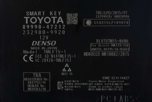 Styreenhet nøkkelfri/keyless til Toyota Prius 2016-2023 (Type IV) (combi) (combi) (TOYOTA|89990-47212|)