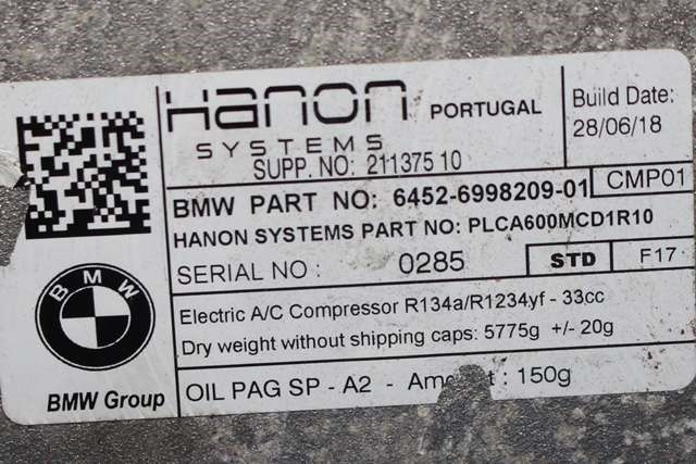 Aircondition kompressor hybrid til BMW 2-Serie, Active/Gran Tourer 2014-->> (F45/F46) (F45/F46) (BMW|64.52-6 998 209|)