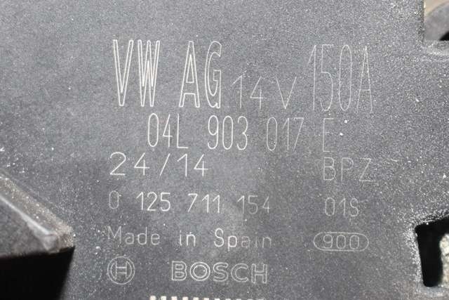 Dynamo diesel til Audi A4 2007-2014 (Type IV) (B8) (B8) (BOSCH|0 125 711 154|04L 903 017 E. 14 VOLT - 150 AMP|)