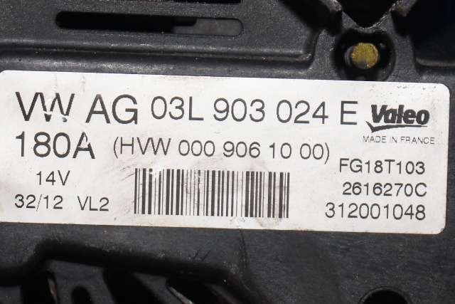 Dynamo diesel til VW Crafter 2011-2016 (Type I, Fase 2)  (VALEO|FG18T103|03L 903 024 E. 14 VOLT - 180 AMP|)