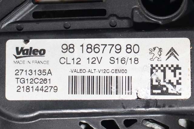 Dynamo til Peugeot 2008 2013-2019 (Type I)  (VALEO|TG12C261|98 186779 80. 12 VOLT - C12|)