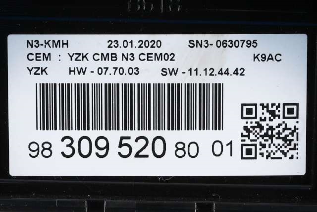 Instrumentpanel til Citroën Berlingo 2019-->> (Type III)  (CITROEN|98 309520 80|)