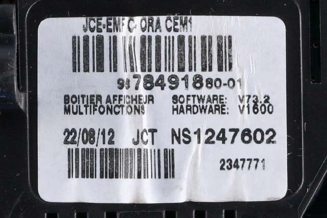 Instrument kjørecomputer til Peugeot 308 2011-2013 (Type I, Fase 2) (PEUGEOT|96 784918 80-01|)