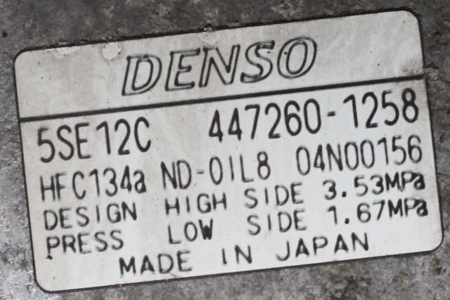 Aircondition kompressor til Toyota RAV4 2009-2013 (Type III, Fase 2) (DENSO|447260-1258|)