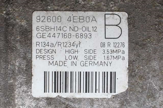 Aircondition kompressor til Nissan Qashqai 2014-2021 (Type II)  (DENSO|447160-6893|92600-4EB0A|)