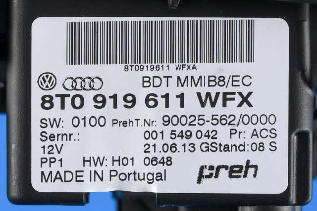 Bilstereo navigasjon betjeningspanel til Audi A5 2007-2016 (Type I)  (VAG|8T0 919 611 WFX|)