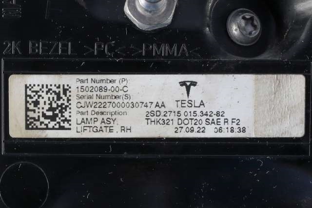 Baklykt høyre indre til Tesla Model Y 2021-2024 (Type I)  (TESLA|1502089-00-C|)