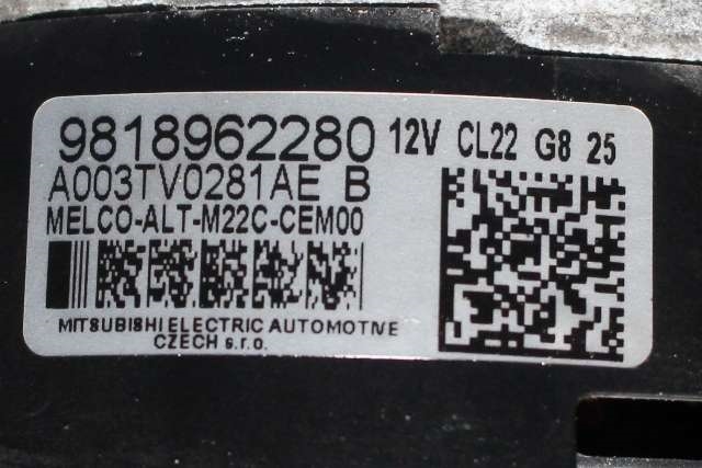 Dynamo diesel til Peugeot 3008 2016-->> (Type II) (MITSUBISHI|A003TV0281AE|98 189622 80. 12 VOLT - 220 VOLT|)