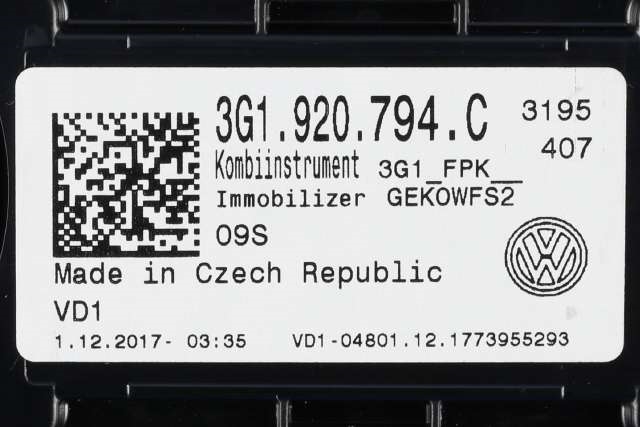 Instrumentpanel til VW Passat 2015-2019 (Fase 1) (B8) (B8) (VAG|3G1 920 794 C|)