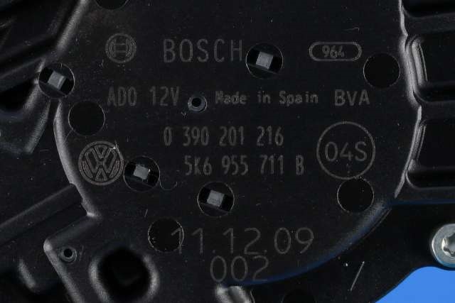 Viskermotor bakrute til VW Touran 2010-2015 (Type I, Fase 3)  (BOSCH|0 390 201 216|5K6 955 711 B|)