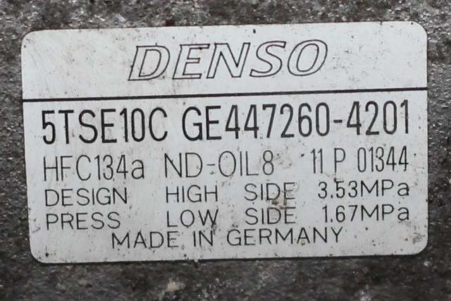 Aircondition kompressor til Toyota Yaris 2012-2014 (Type III, Fase 1)  (DENSO|447260-4201|)
