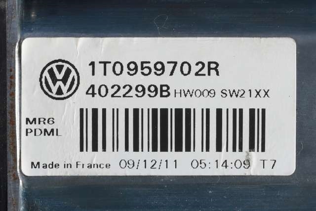 Ruteheis, kun motor, høyre bak til VW Touran 2010-2015 (Type I, Fase 3)  (VAG|1T0 959 702 R|)
