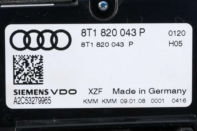 Varmeapparat betjening til Audi A4 2007-2014 (Type IV) (B8) (B8) (VAG|8T1 820 043 P|)