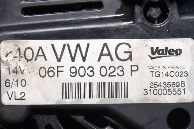 Dynamo diesel til Škoda Superb 2008-2015 (Type II) (VALEO|2543569B|06F 903 023 P. 14 VOLT - 140 AMP|)
