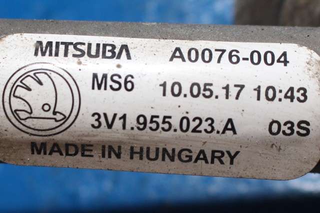 Viskermotor frontrute komplett m/overføring til Škoda Superb 2015-->> (Type III)  (VAG|3V1 955 119|)