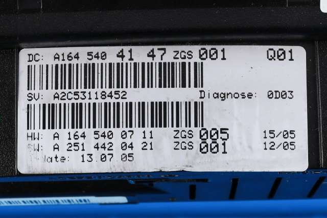 Instrumentpanel til Mercedes ML 2005-2011 (W164) (W164) (VDO|A2C53118452|A 164 540 41 47|)