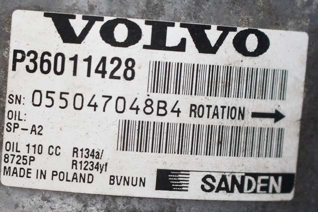 Aircondition kompressor til Volvo V60/V60 CC 2013-2018 (Type I, Fase 2)  (SANDEN|8725P|P36011428|)
