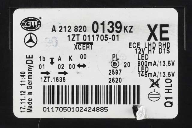Frontlykt venstre xenon til Mercedes E-Klasse 2009-2013 (Fase 1) (W212) (W212) (MERCEDES|A 212 820 01 39|)