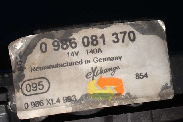 Dynamo til Audi A4 2007-2014 (Type IV) (B8) (B8) (BOSCH|0 986 081 370|)
