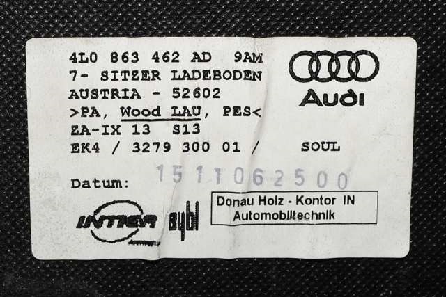 Bagasjerom teppe/gulvplate til Audi Q7 2006-2010 (Type I, Fase 1) (VAG|4L0 863 462 AD|)