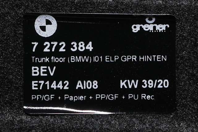 Bagasjerom teppe/gulvplate til BMW i3 2013-2022 (BMW|7 272 384|)