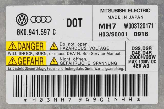 Styreenhet xenon/ballast til Audi A4 2007-2014 (Type IV) (B8) (B8) (VAG|8K0 941 597 C|)
