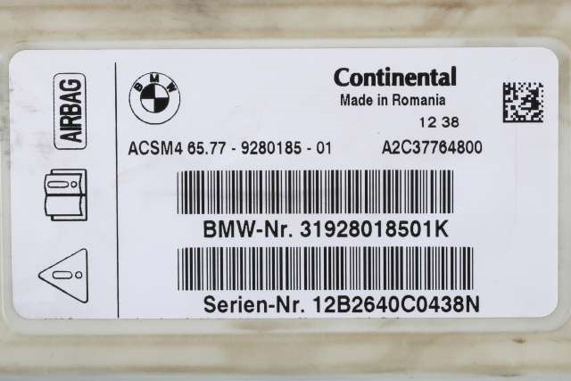 Styreenhet airbag hovedsensor til BMW X3 2010-2017 (F25) (F25) (CONTINENT|A2C37764800|31.92-8 018 501|)